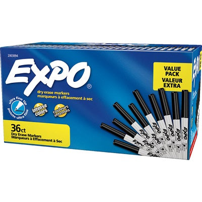 Marker-Dry Erase, Expo Low Odour, Ultrafine Black 36/Box