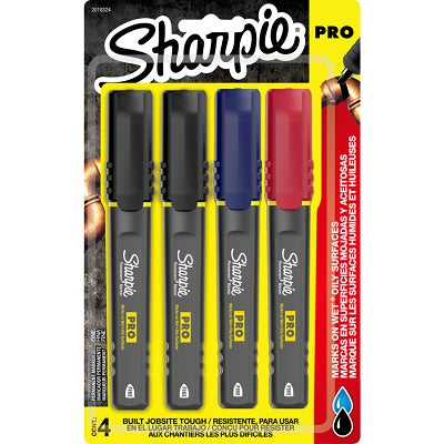Marker-Permanent, Sharpie Pro Fine, Assorted, 4/Pack