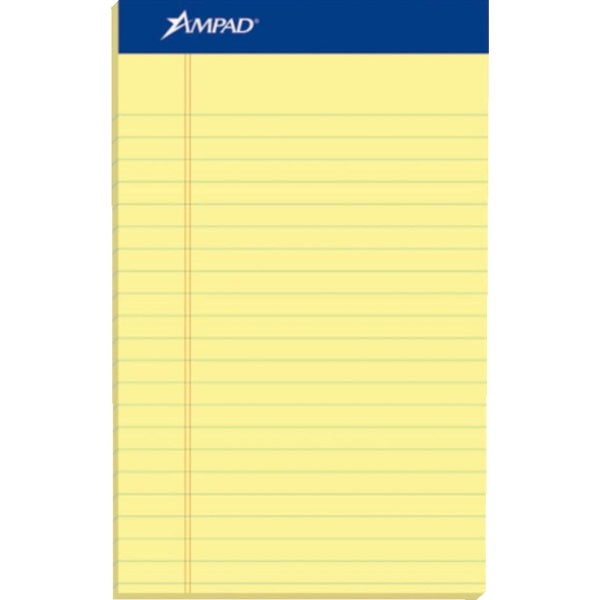 Writing Pad-Perfed, 5X8 Ampad 50 Sheet Canary 12/Pack