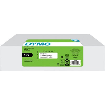 Labels-Dymo Labelwriter, Address 1-1/8X3-1/2, 350/Rl,12Rolls