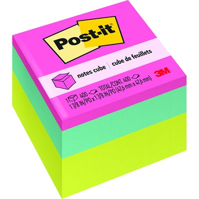 Notes-Post-It Cube, 1-7/8" X 1-7/8" Aqua Splash 400 Sht/Pad