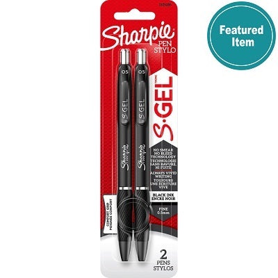 Pen-Retractable, Sharpie S-Gel, 0.5Mm Black 2/Pk