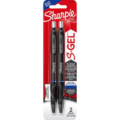 Pen-Retractable, Sharpie S-Gel, 0.7Mm Blue 2/Pk