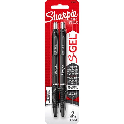 Pen-Retractable, Sharpie S-Gel, 0.7Mm Black 2/Pk