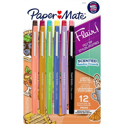 Marker-Paper Mate Flair Felt Tip, Medium Scented 12 Colours