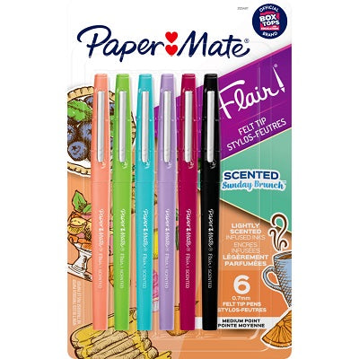 Marker-Paper Mate Flair Felt Tip, Med Sundybrnch Scnt 6/Pk