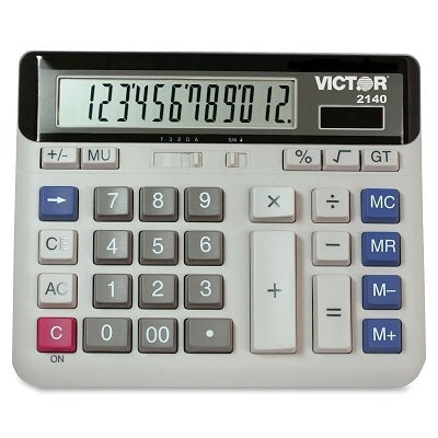 Calculator-Desktop Solar/Battery 12 Digit Angled Display