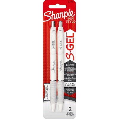 Pen-Retractable, Comfort Grip S-Gel, White Barrel 0.7Mm 2/Pk