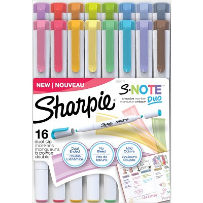 Marker-Sharpie, S-Note Duo, Assorted 16 Colours