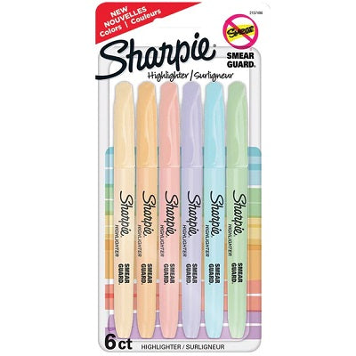 Highlighter-Sharpie Pocket, 6 Pastel Colours