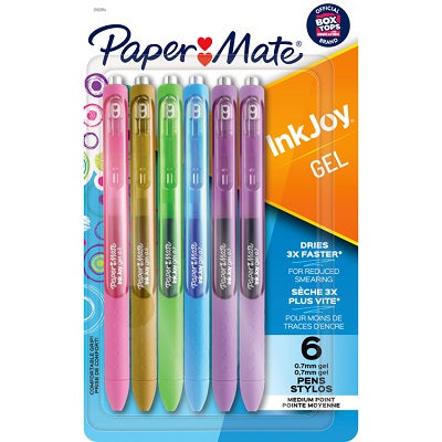 Pen-Retractable, Inkjoy Gel, 0.7Mm 6 Pastel Assorted