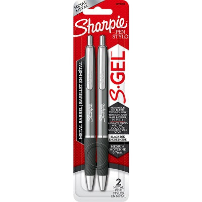 Pen-Retractable, Grey Barrel S-Gel, 0.7Mm Black 2/Pk