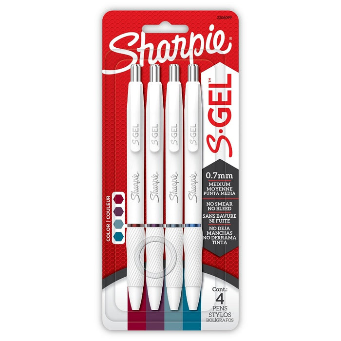 Pen-Retractable, Sharpie S-Gel 0.7Mm Jewel Colour 4/Pk
