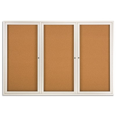 Bulletin Board-Enclosed Cork 48"X72" 3-Door Aluminum Frame