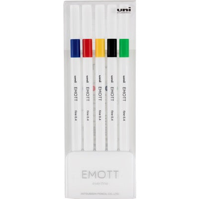 Marker-Fineliner, Emott Porous 0.4Mm Assorted 5-Pack