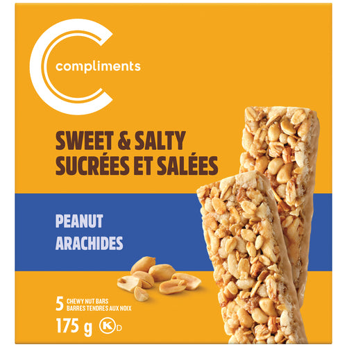 Compliments Chewy Nut Bars Peanut Sweet & Salty 175 g