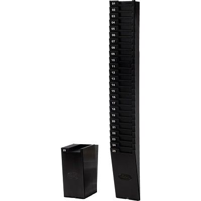Time Card Rack-Expanding, 7" Cards, Black Plastic 25-Pocket