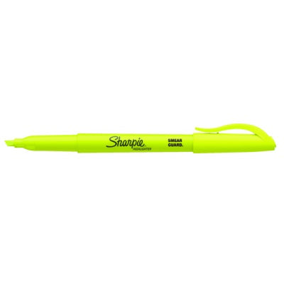 Highlighter-Sharpie Pocket, Fluorescent Yellow 12/Bx