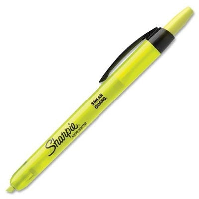 Highlighter-Sharpie Retractable, Fluorescent Yellow 12/Bx