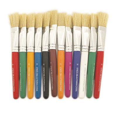 Paint Brush-Dblg, Flat Bristle, Short Handle 13Mm, 12/Pk