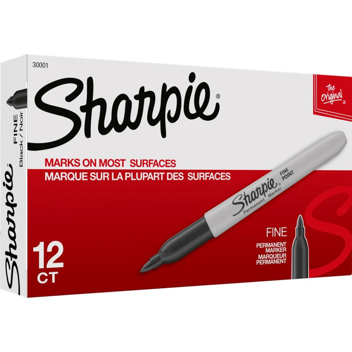 Marker-Permanent, Sharpie Fine, Black 12/Bx