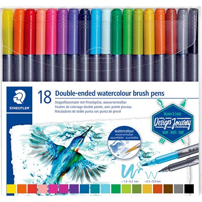 Brush Pen Set-Dual, Watercolour Assorted 18/Pack