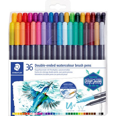 Brush Pen Set-Dual, Watercolour Assorted 36/Pack