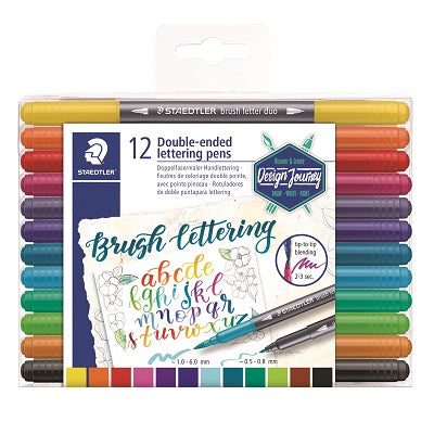 Brush Pen-Lettering, Twin Tip Assorted 12/Pk