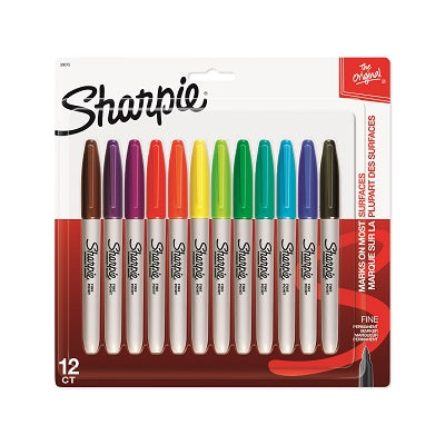 Marker-Permanent, Sharpie Fine, 12 Colours