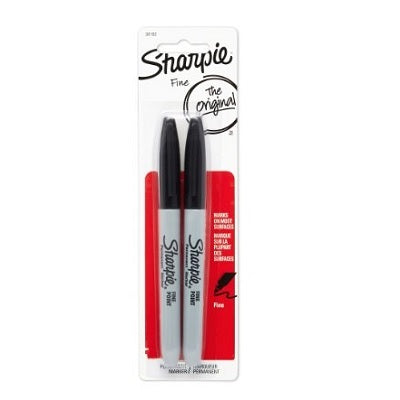 Marker-Permanent, Sharpie Fine, Black 2/Pack