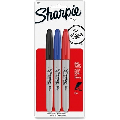 Marker-Permanent, Sharpie Fine, 3 Colours