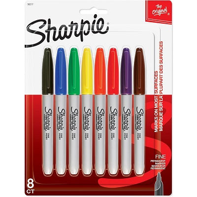 Marker-Permanent, Sharpie Fine, 8 Colours