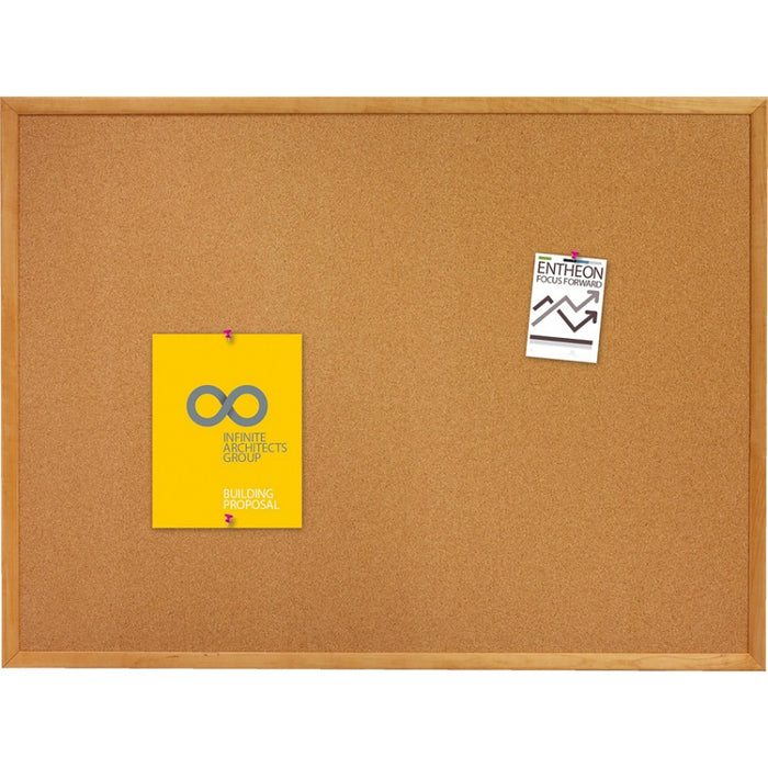 Bulletin Board-Cork With Oak Finish Frame 24"X36"