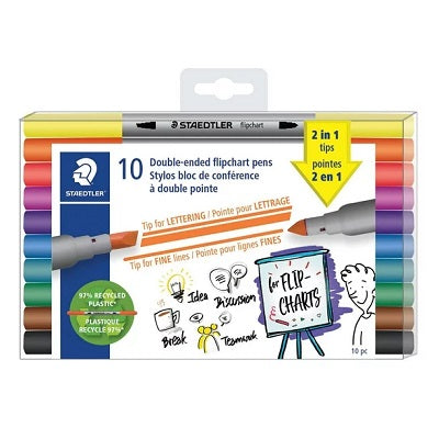 Marker-Flip Chart, Double Ended Assorted 10/Pk