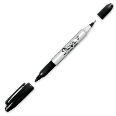 Marker-Permanent, Sharpie Twin Tip, Black 12/Bx