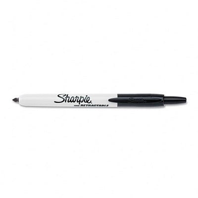 Marker-Permanent, Sharpie Retractable, Fine Black 12/Bx