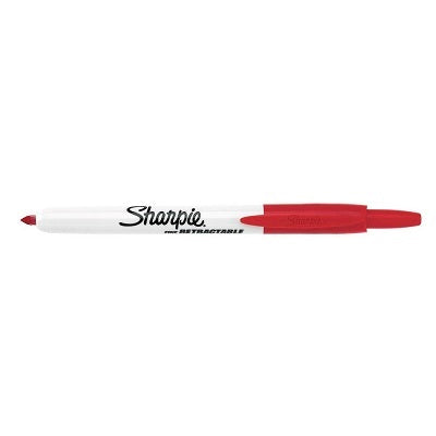 Marker-Permanent, Sharpie Retractable, Fine Red 12/Bx
