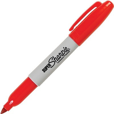 Marker-Permanent, Super Sharpie Fine, Red 12/Bx