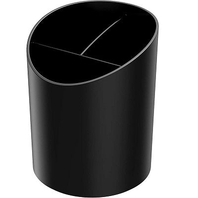 Pencil Cup-Sustainable Office Large 3-Compartment, Black