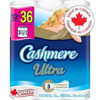 Toilet Paper-Cashmere Ultra 3-Ply 198 Sheets 12Rolls/Pack