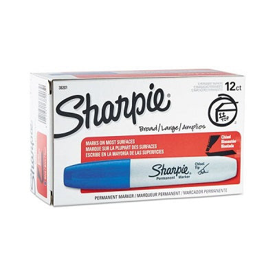 Marker-Permanent, Sharpie Chisel, Blue 12/Bx