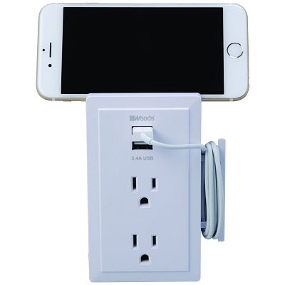 Wall Tap-2 Outlets/2 Usb Ports,White