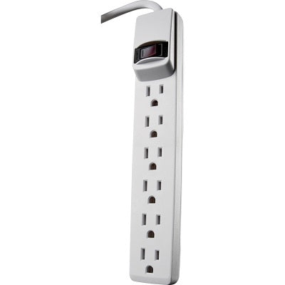 Power Strip-6 Outlet With Overload Protection 6', White