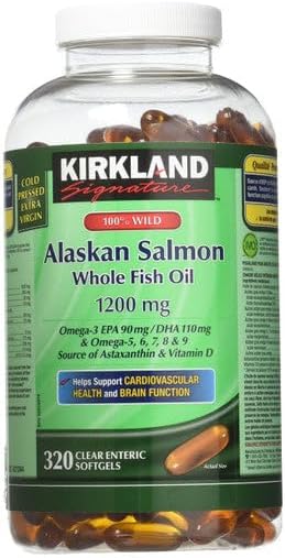 Kirkland Signature 100% Pure Alaskan Salmon Oil 320 Softgels, 320 Count