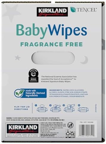 Kirkland Signature Baby Wipes, Fragrance Free, 9 Packs of 100
