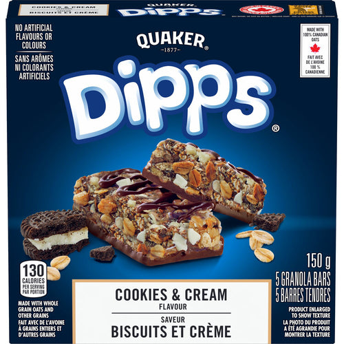 Quaker Dipps Granola Bars Cookies & Cream 5 Bar 150 g