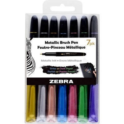 Brush Pen Set-Zebra, Metallic Assorted 7/Pack