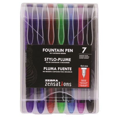 Pen-Fountain, Zensations Disposable, 7 Assorted/Pack