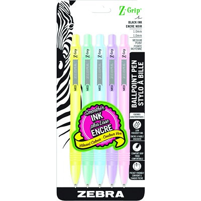 Pen-Retractable, Z-Grip 1.0 Medium, Pastel Barrel/ Black Ink