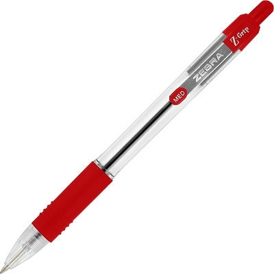 Pen-Retractable, Z-Grip 1.0Mm Medium Red 12/Bx